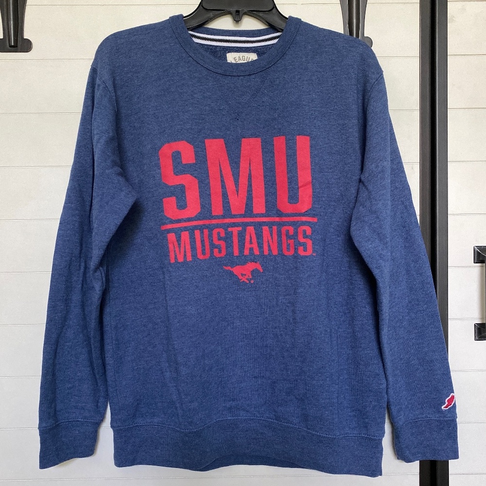 SMU Sweatshirt Heathered Blue with Red Medium